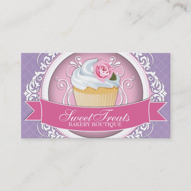 Pretty and Stylish Cupcake Business Cards (Front)