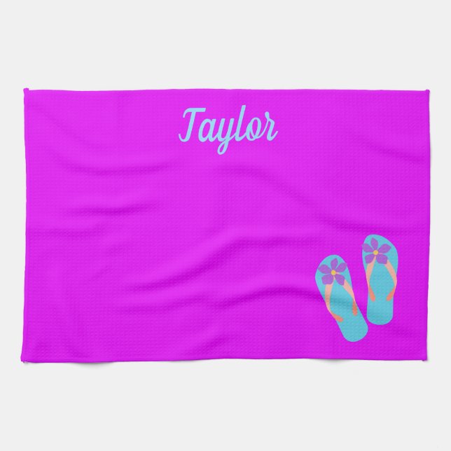 Pretty and Tropical Flip Flops Tea Towel (Horizontal)