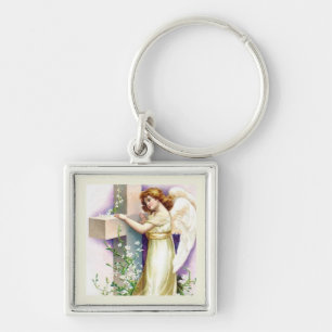 Pretty Angel And Cross Key Ring