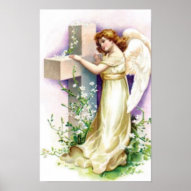 Pretty Angel And Cross Poster (Front)