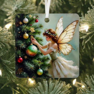 Pretty Angel Fairy Personalised Christmas Metal Tree Decoration