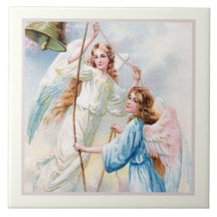 Pretty Angels With Bell Ceramic Tile
