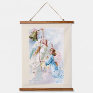 Pretty Angels With Bell Hanging Tapestry