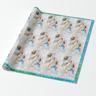 Pretty Angels With Bell Wrapping Paper