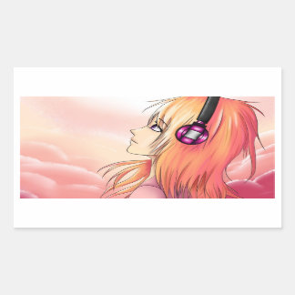 Pretty Anime girl at sunset Rectangular Sticker