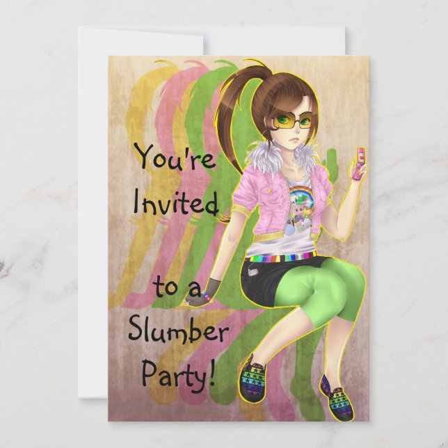 Pretty anime girl fashion victim party invitations (Front)
