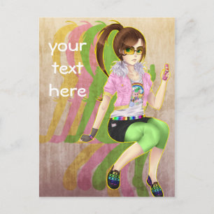 Pretty anime girl fashion victim post card