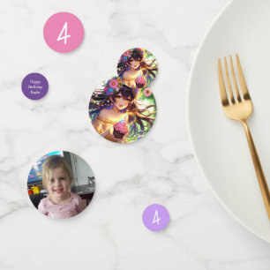 Pretty Anime Girl with Cupcake Birthday Confetti