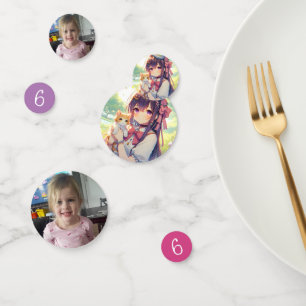 Pretty Anime Holding Kitten Girl's Birthday Confetti