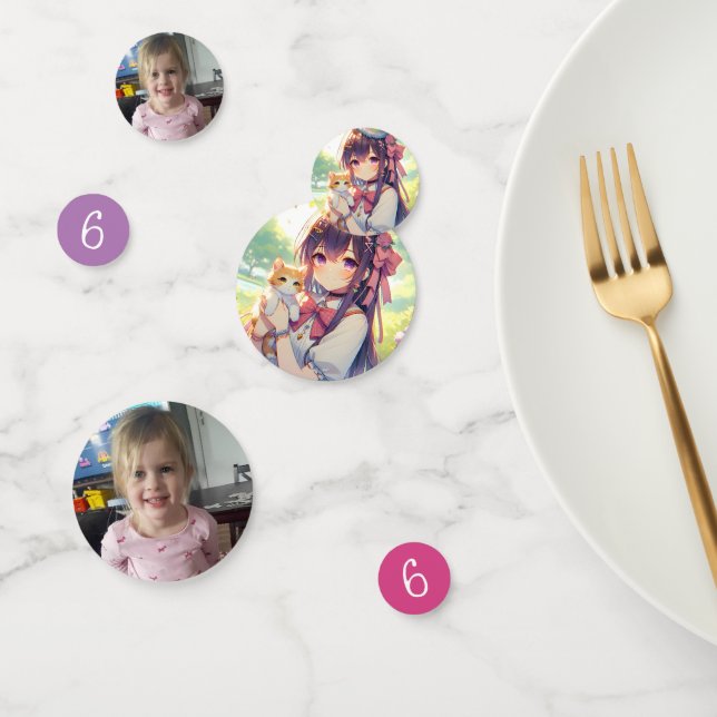 Pretty Anime Holding Kitten Girl's Birthday Confetti (Group)