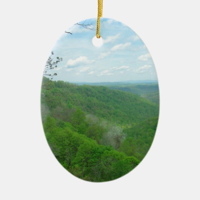 Pretty Appalachian Overlook Ceramic Tree Decoration (Front)