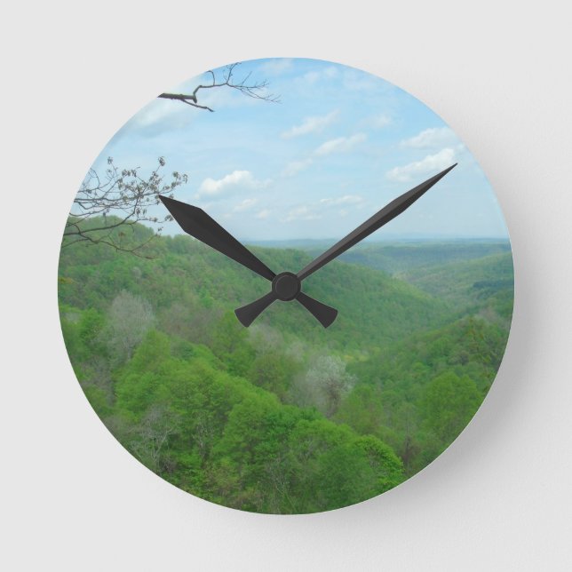 Pretty Appalachian Overlook Round Clock (Front)