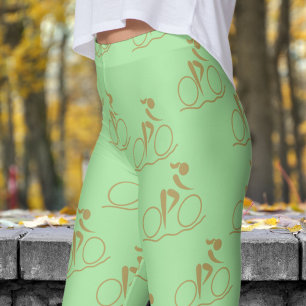 Pretty Apple Green Mountain Biking Pattern Leggings