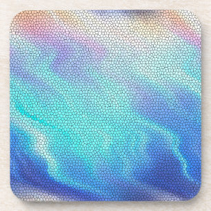 Pretty Aqua Blue Purple Pastel Mosaic Tiles Coaster
