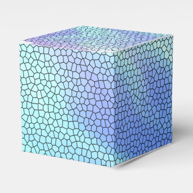 Pretty Aqua Blue Purple Pastel Mosaic Tiles Favour Box (Front Side)
