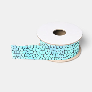 Pretty Aqua Blue Purple Pastel Mosaic Tiles Grosgrain Ribbon