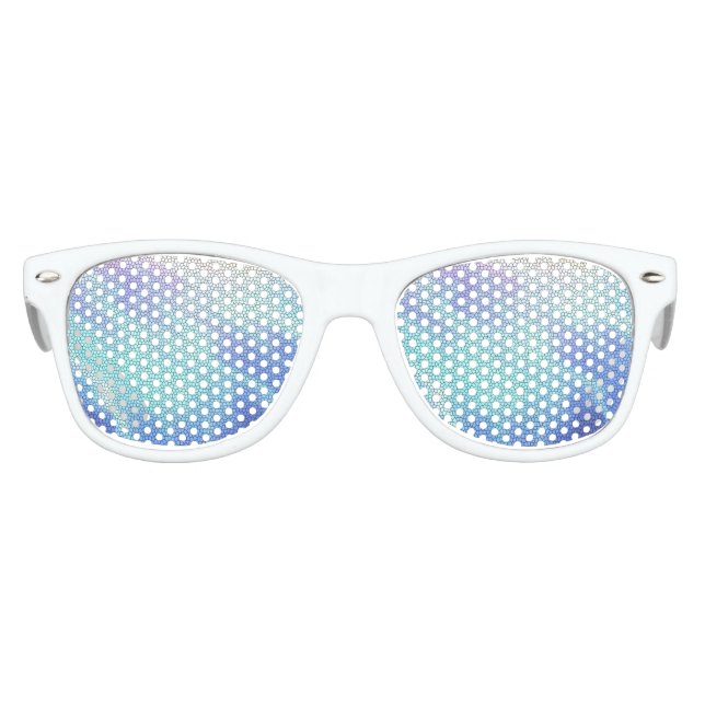 Pretty Aqua Blue Purple Pastel Mosaic Tiles Kids Sunglasses (Front)