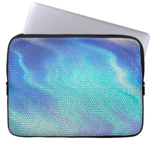 Pretty Aqua Blue Purple Pastel Mosaic Tiles Laptop Sleeve