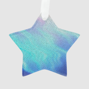 Pretty Aqua Blue Purple Pastel Mosaic Tiles Ornament