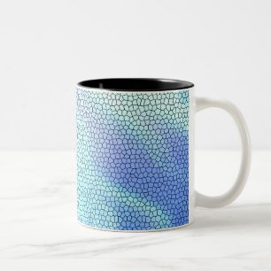 Pretty Aqua Blue Purple Pastel Mosaic Tiles Two-Tone Coffee Mug