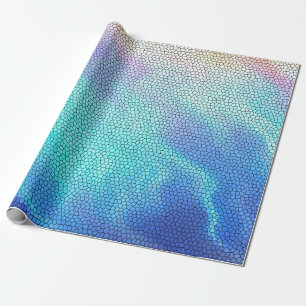 Pretty Aqua Blue Purple Pastel Mosaic Tiles Wrapping Paper