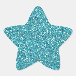 Pretty Aqua Blue Sparkly Glitter Star Sticker