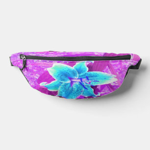 Pretty Aqua Blue Stargazer Lily on Purple Bum Bags