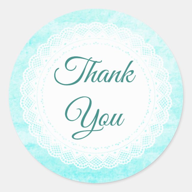 Pretty Aqua Blue Thank You Stickers (Front)