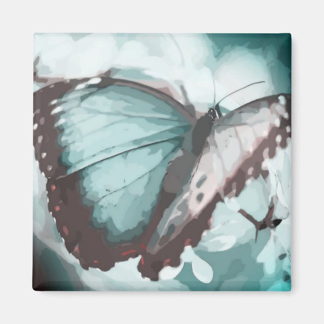 Pretty Aqua Butterfly Magnet (Front)