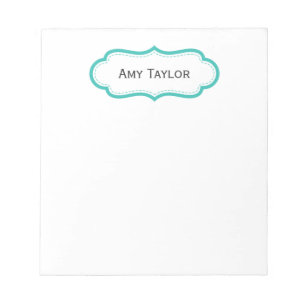 Pretty Aqua Green Personalised Name Notepad