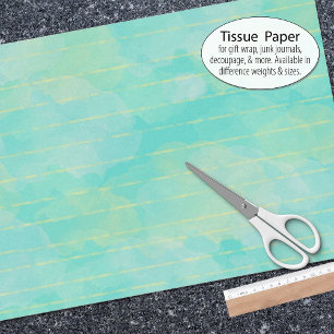 Pretty Aqua Green Striped Watercolor Tissue Paper