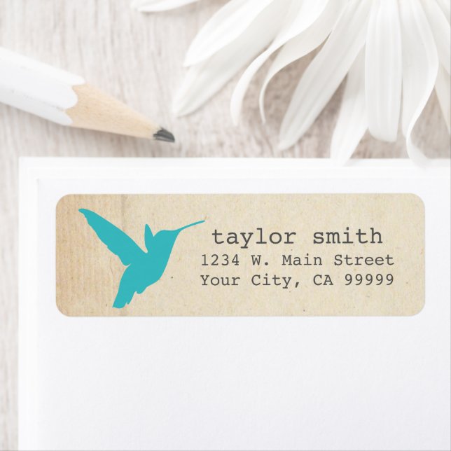 Pretty Aqua Hummingbird Return Address Labels (Insitu)
