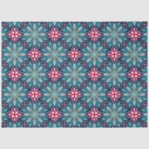 Pretty Aqua & Pink Geometric Floral Pattern Tissue Paper