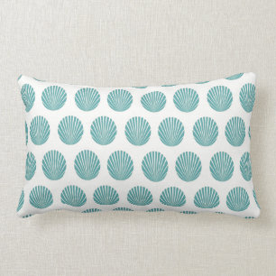Pretty Aqua Teal Blue Shell Beach Pattern Gifts Lumbar Cushion
