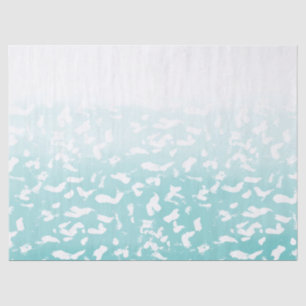 Pretty Aqua White Ombre Animal Print Tissue Paper