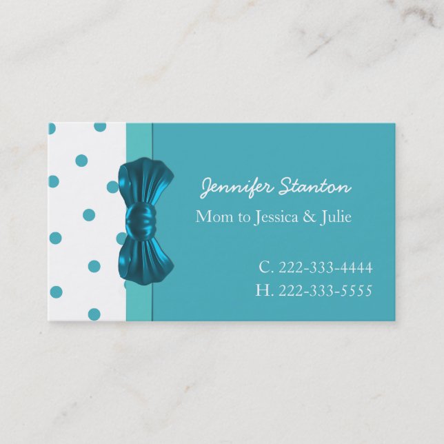 Pretty Aquamarine Mummy Play Date Card (Front)