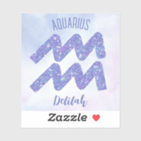 Pretty Aquarius Astrology Sign Personalised Purple