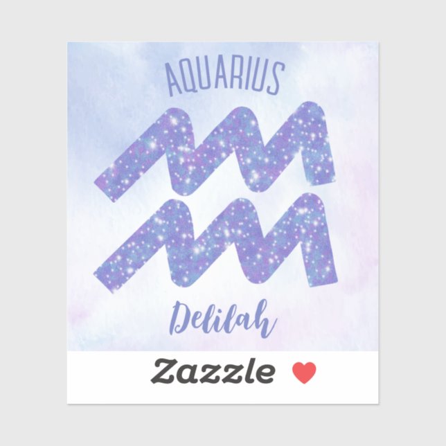 Pretty Aquarius Astrology Sign Personalised Purple (Sheet)