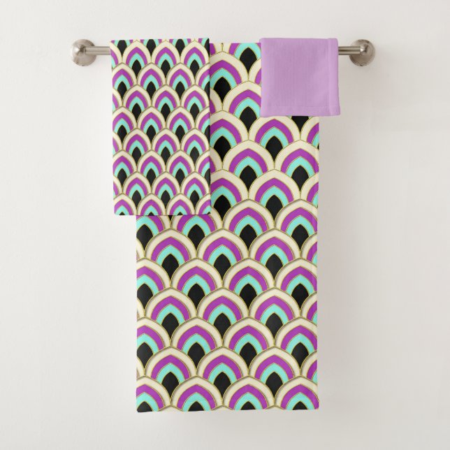 Pretty Art Deco Arch Bath Towel Set (Insitu)