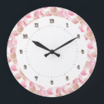 Pretty Art Deco Pastels Pink and Brown Pattern Large Clock<br><div class="desc">Elegant Retro!  Fern leaf and shell pattern in the Art Deco style of the Jazz Age 1920s and 1930s.  Rose and Brown. Available in many different colours in our shop. Original Village Design / Antique Images pattern.</div>