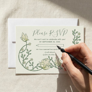 Pretty art nouveau flowers rsvp card