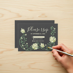 Pretty art nouveau flowers rsvp card