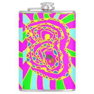 Pretty art pattrns mosaic round hip flask