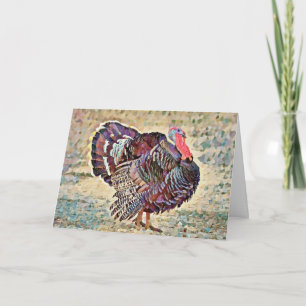 Pretty Art Thanksgiving Turkey Bird Friends Card