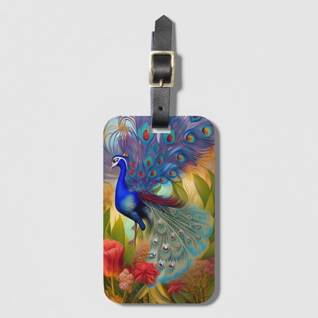 Pretty as A Peacock  Luggage Tag (Front Vertical)