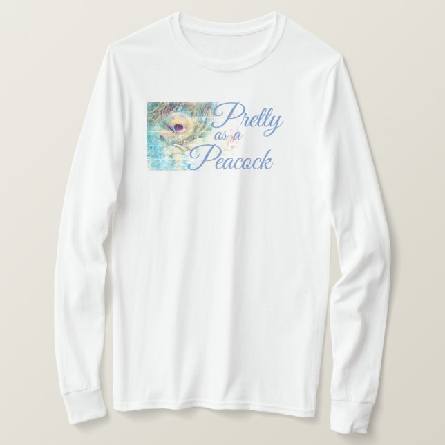 Pretty as a peacock pastel white peacock feather T-Shirt (Design Front)