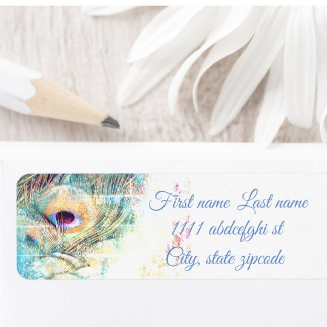 Pretty as a peacock  return address label (Creator Uploaded)