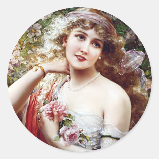 Pretty as a  Rose Classic Round Sticker (Front)