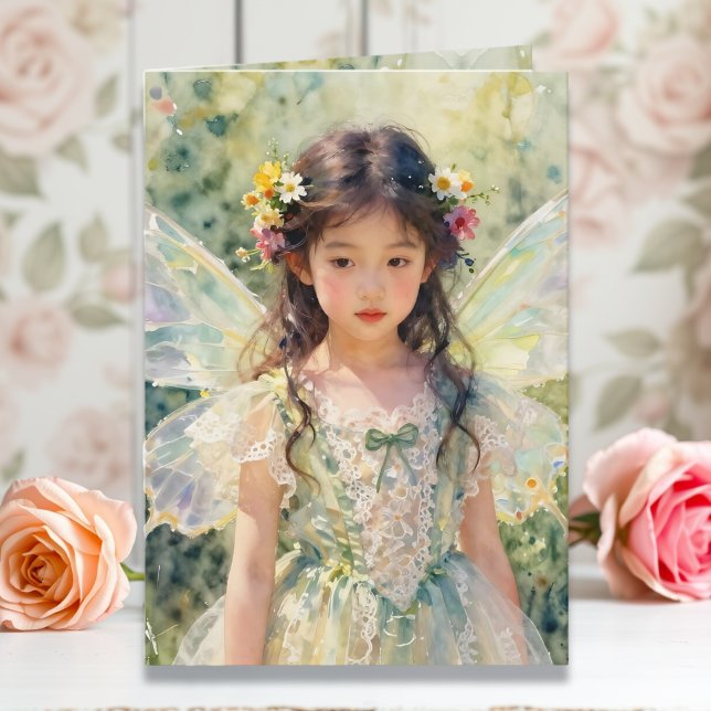 Pretty Asian Fairy Girl Happy Birthday Card (Creator Uploaded)