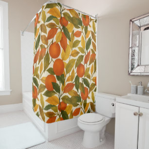 Pretty Autumn Fall Leaves Orange Tree Shower Curtain